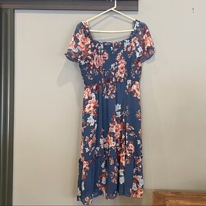 LC Lauren Conrad Blue Floral Dress